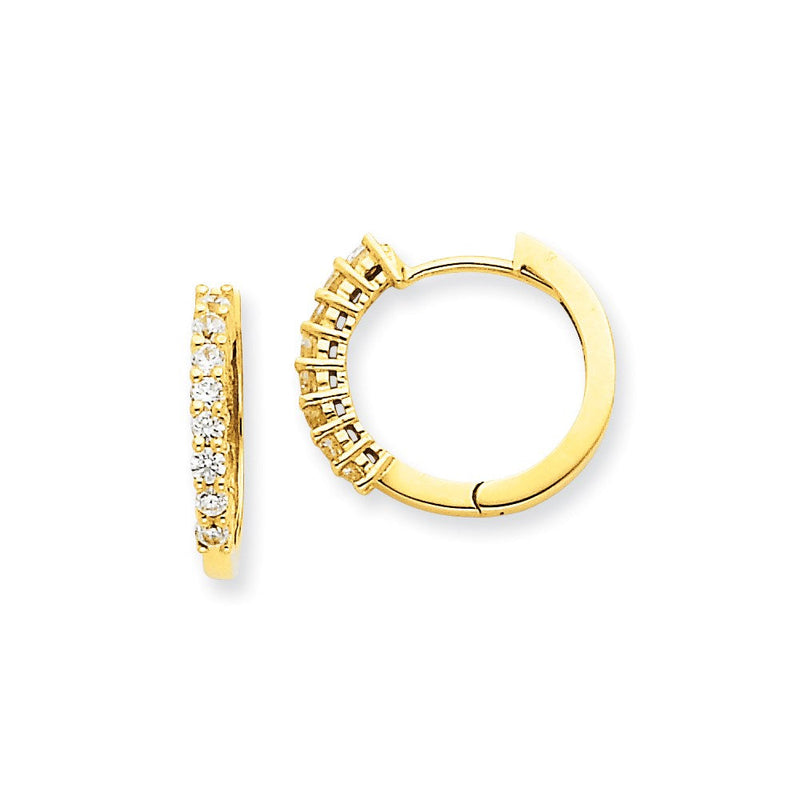14K Gelbgold Creolen mit echten Diamanten und Klappscharnier