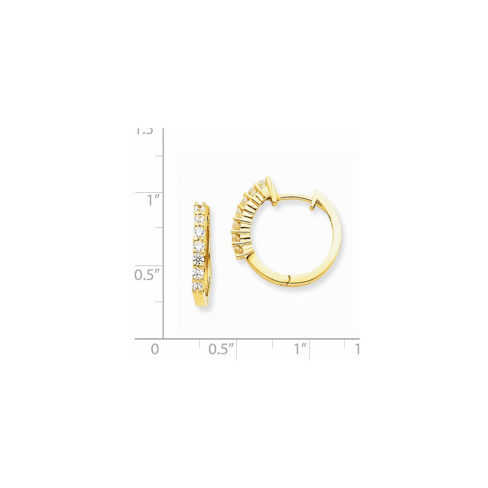 14K Gelbgold Creolen mit echten Diamanten und Klappscharnier