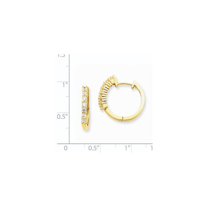 14K Gelbgold Creolen mit echten Diamanten und Klappscharnier