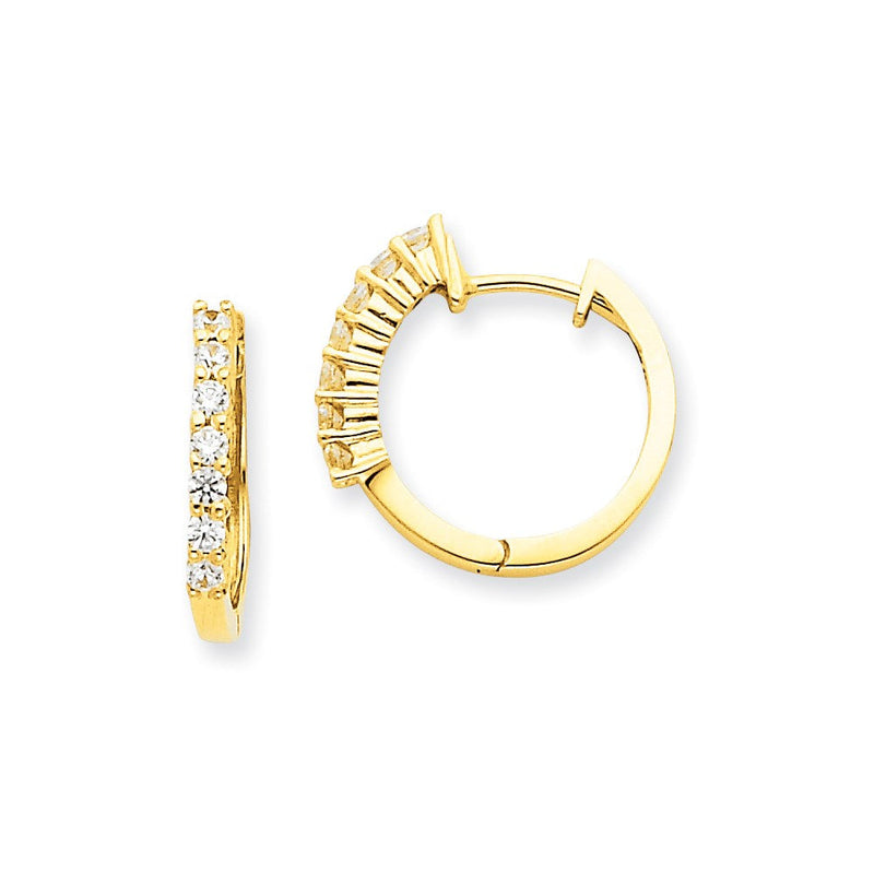 14K Gelbgold AAA Echte Diamant-Creolen mit Scharnier