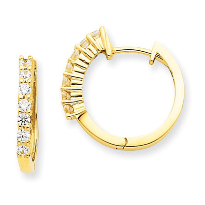 14K Gelbgold Creolen mit Klappscharnier und echten Diamanten, VS