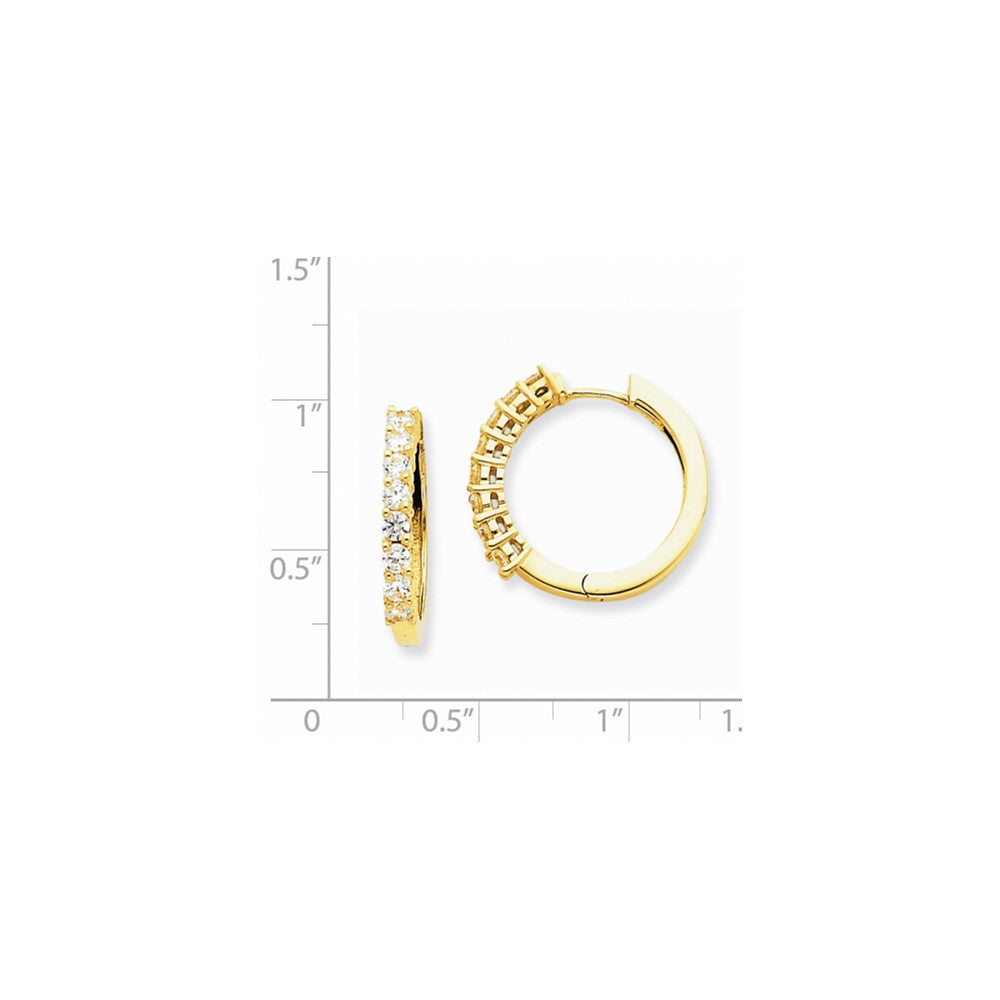 14K Gelbgold Creolen mit echten Diamanten und Scharnier