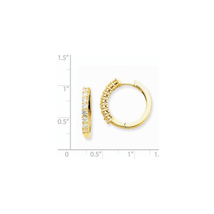 14K Gelbgold Creolen mit echten Diamanten und Scharnier