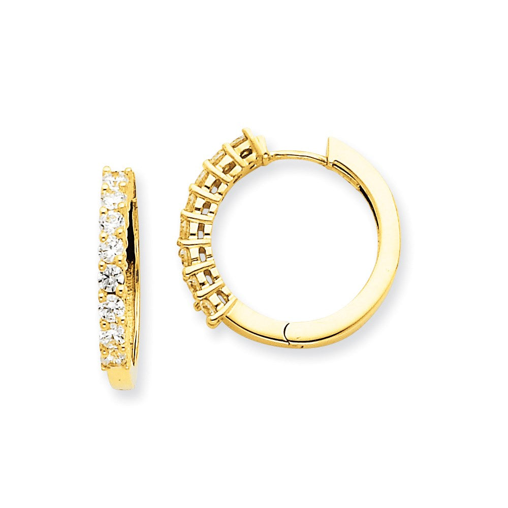14K Gelbgold Creolen mit echten Diamanten und Scharnier