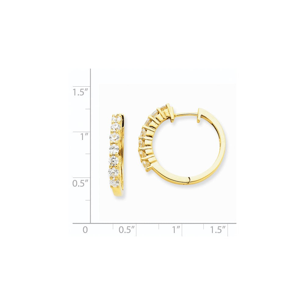 14K Gelbgold Creolen mit Scharnier und echten Diamanten VS