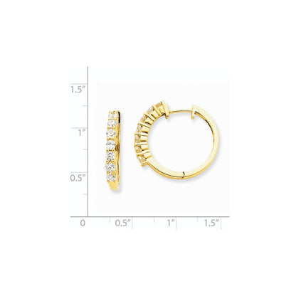 14K Gelbgold Creolen mit Scharnier und echten Diamanten VS