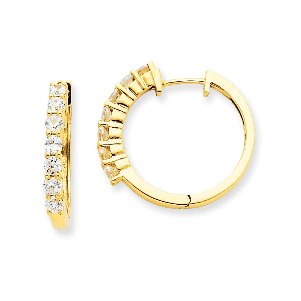14K Gelbgold Creolen mit Scharnier und echten Diamanten VS