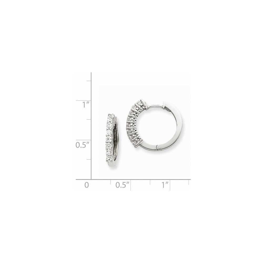 14K Weißgold Creolen mit Klappscharnier und echten AAA-Diamanten