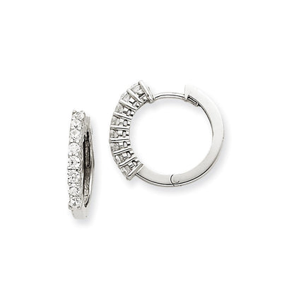 14K Weißgold Creolen mit Scharnier, VS echte Diamanten