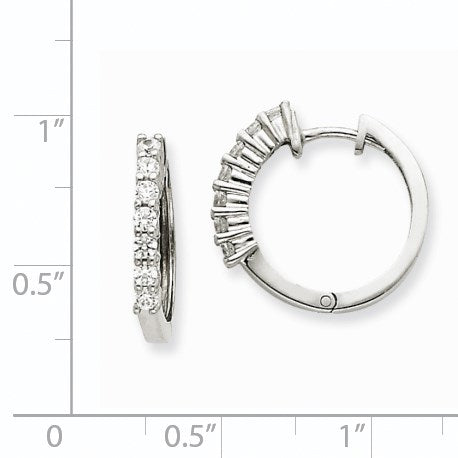 14K Weißgold Creolen mit echten AA-Diamanten und Klappscharnier
