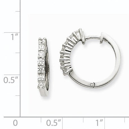 14K Weißgold Creolen mit echten AA-Diamanten und Klappscharnier