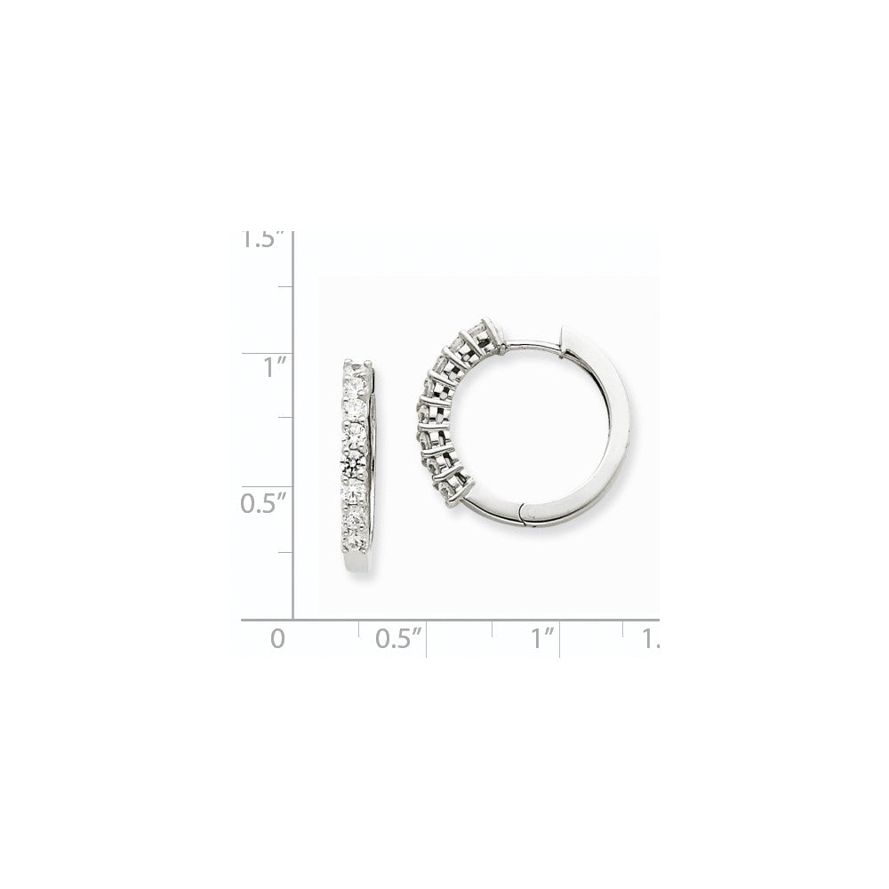 14K Weißgold Creolen mit Klappscharnier und echten Diamanten