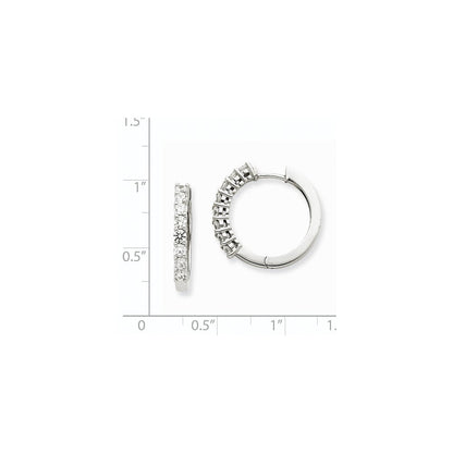 14K Weißgold AAA Echtdiamant-Creolen mit Scharnierverschluss
