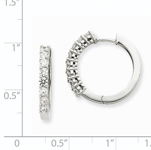 14K Weißgold Creolen mit Klappscharnier und echten Diamanten VS