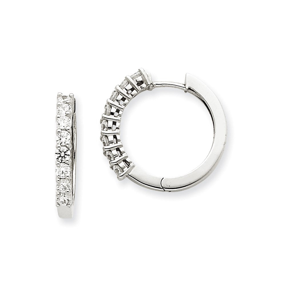 14K Weißgold Creolen mit Klappscharnier und echten Diamanten VS