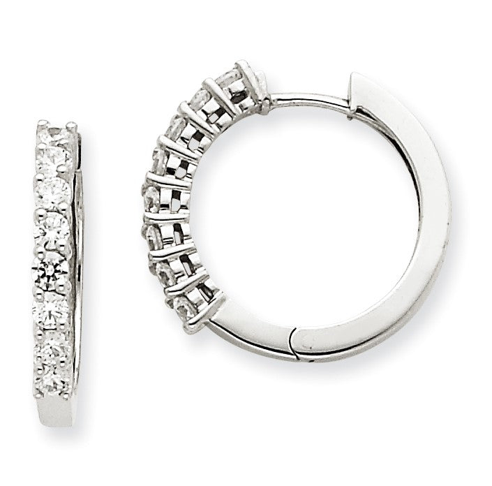 14K Weißgold Creolen mit Klappscharnier und echten Diamanten