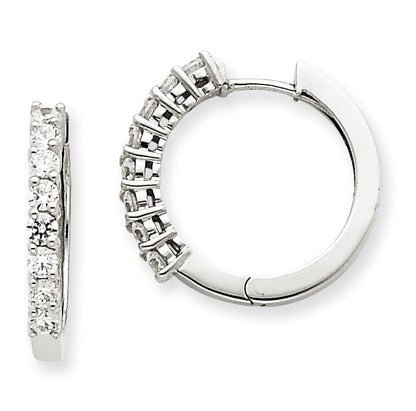 14K Weißgold Creolen mit Klappscharnier und echten Diamanten