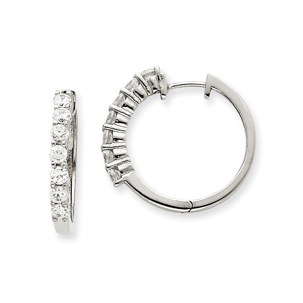 14K Weißgold Creolen mit Klappscharnier und echten AAA Diamanten
