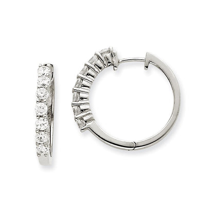 14K Weißgold Creolen mit Klappscharnier und echten AAA Diamanten