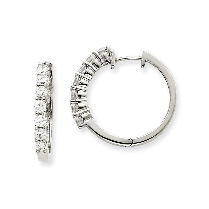 14K Weißgold Creolen mit Klappscharnier und echten AAA Diamanten