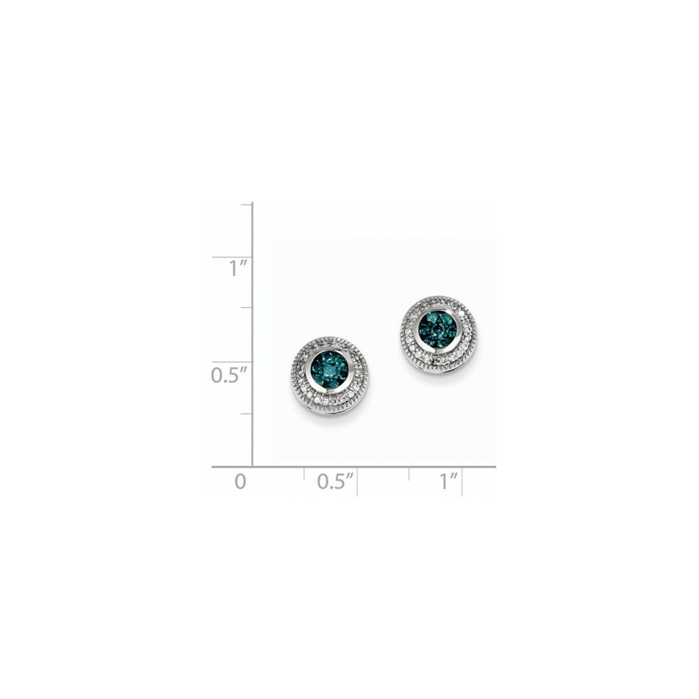 14K Weißgold Ohrringe mit blauen und weißen echten Diamanten