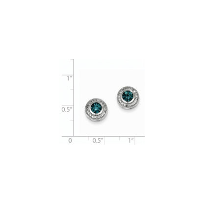 14K Weißgold Ohrringe mit blauen und weißen echten Diamanten