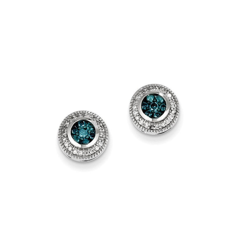 14K Weißgold Ohrringe mit blauen und weißen echten Diamanten