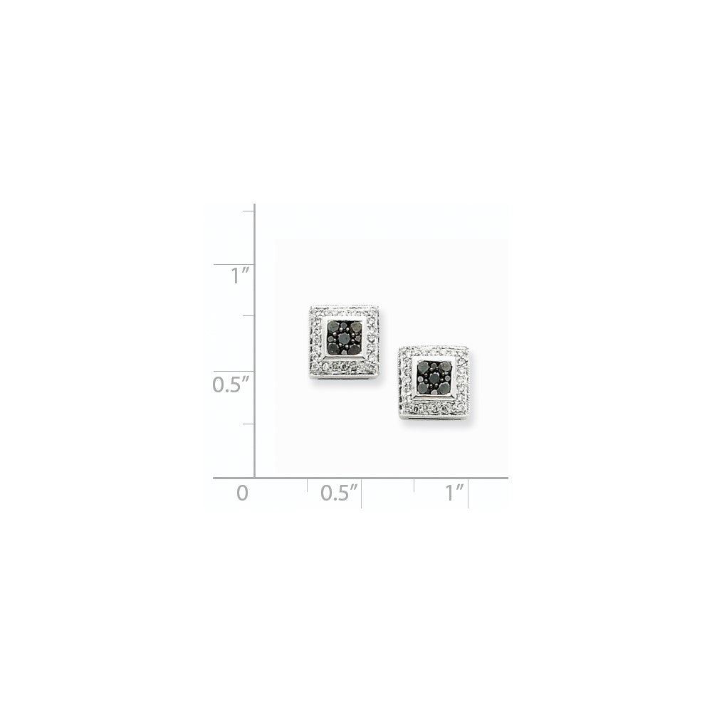 14K Weißgold Ohrringe mit schwarzen und weißen echten Diamanten