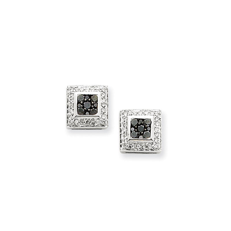 14K Weißgold Ohrringe mit schwarzen und weißen echten Diamanten