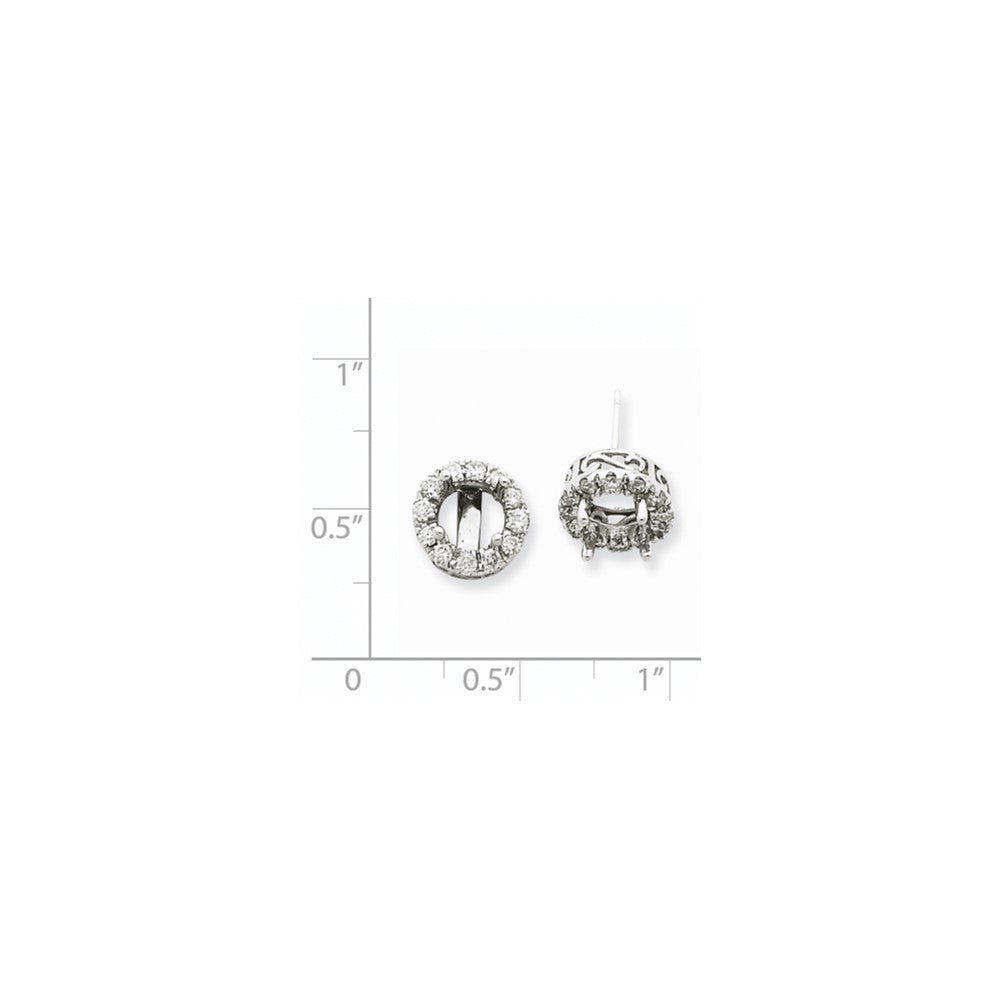 14K Weißgold Ohrstecker-Fassung mit echten Diamanten (Semi-Mount)