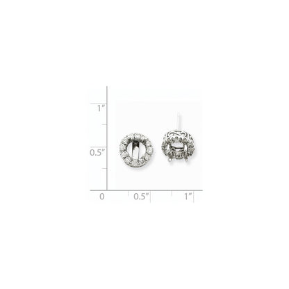 14K Weißgold Ohrstecker-Fassung mit echten Diamanten (Semi-Mount)