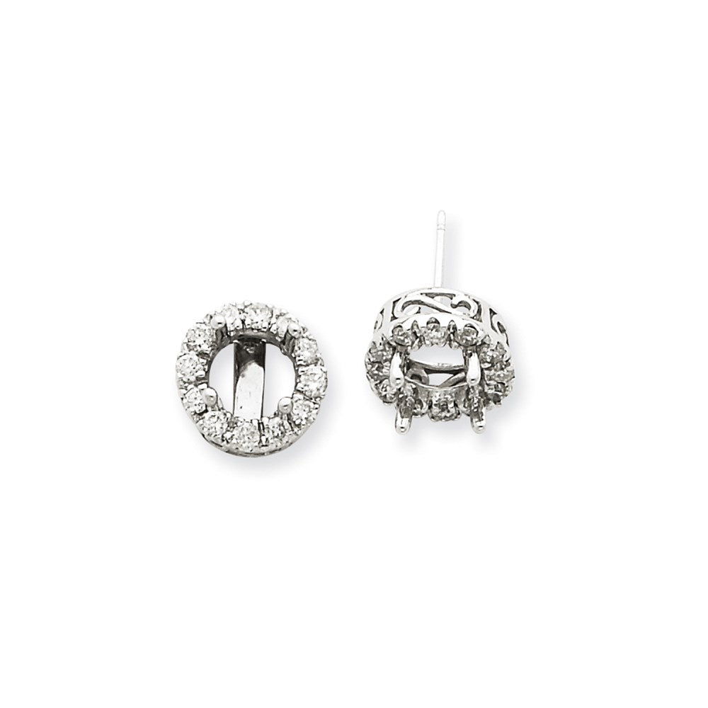 14K Weißgold Ohrstecker-Fassung mit echten Diamanten (Semi-Mount)