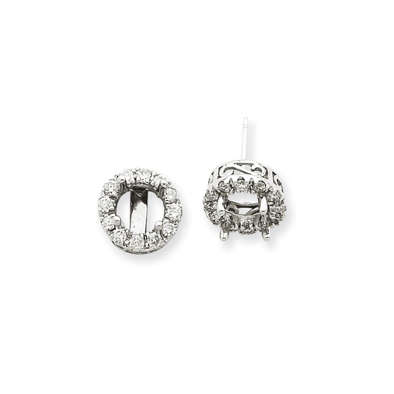 14K Weißgold Ohrstecker-Fassung mit echten Diamanten (Semi-Mount)