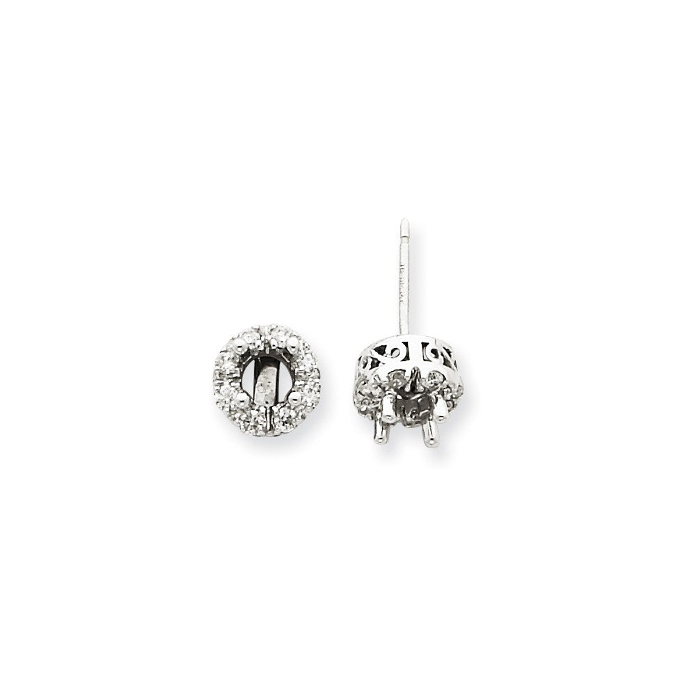 14K Weißgold Ohrstecker-Fassung für echte Diamanten