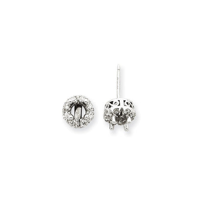 14K Weißgold Ohrstecker-Fassung für echte Diamanten