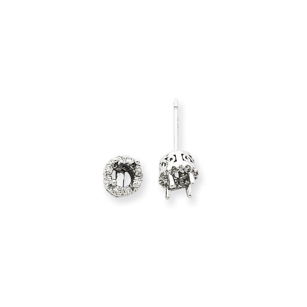 14K Weißgold Diamant-Ohrstecker Semi-Mount (Fassung ohne Mittelstein)
