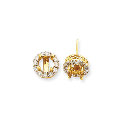 14K Gelbgold Ohrstecker Plus Echtdiamant-Fassung (Halbmontur)