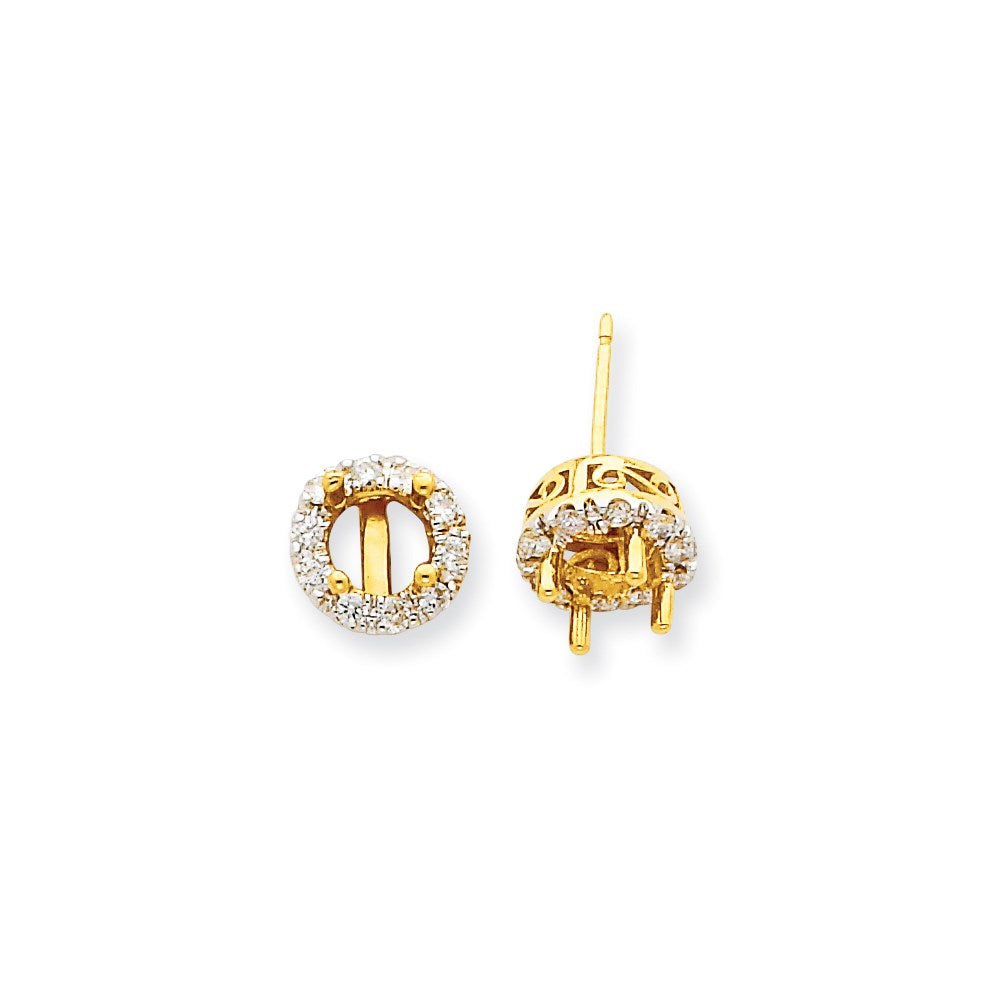 14K Gelbgold Ohrstecker Halterung mit echten Diamanten