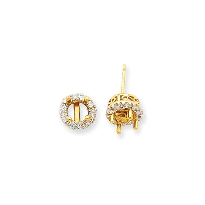 14K Gelbgold Ohrstecker Halterung mit echten Diamanten
