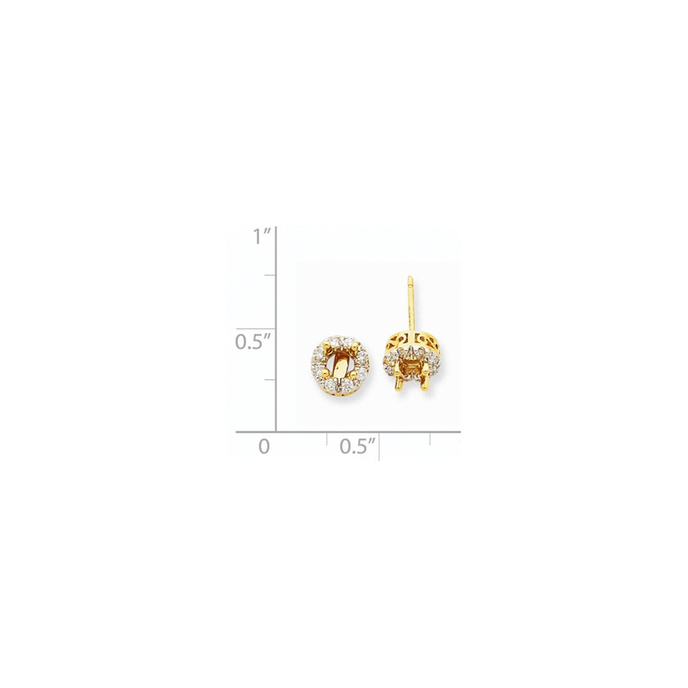 14K Gelbgold Ohrstecker Plus Semi-Mount-Ohrring mit echtem Diamant