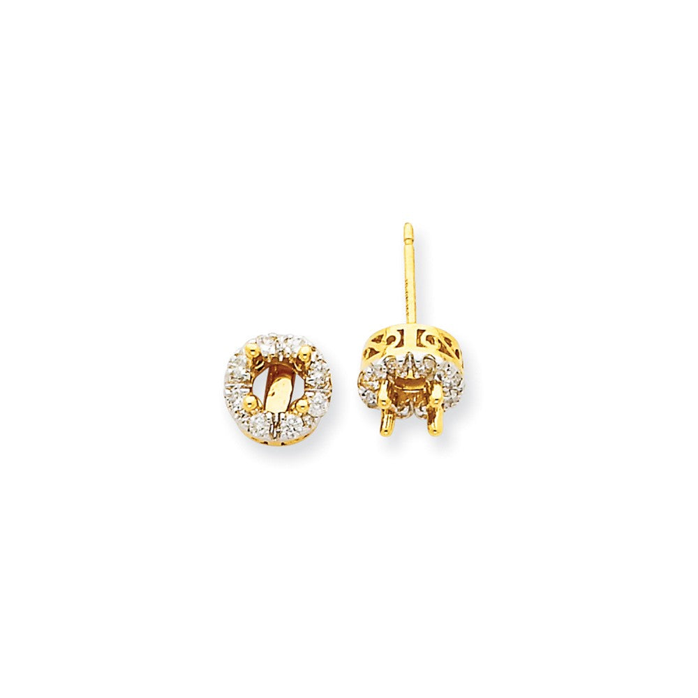 14K Gelbgold Ohrstecker Plus Semi-Mount-Ohrring mit echtem Diamant