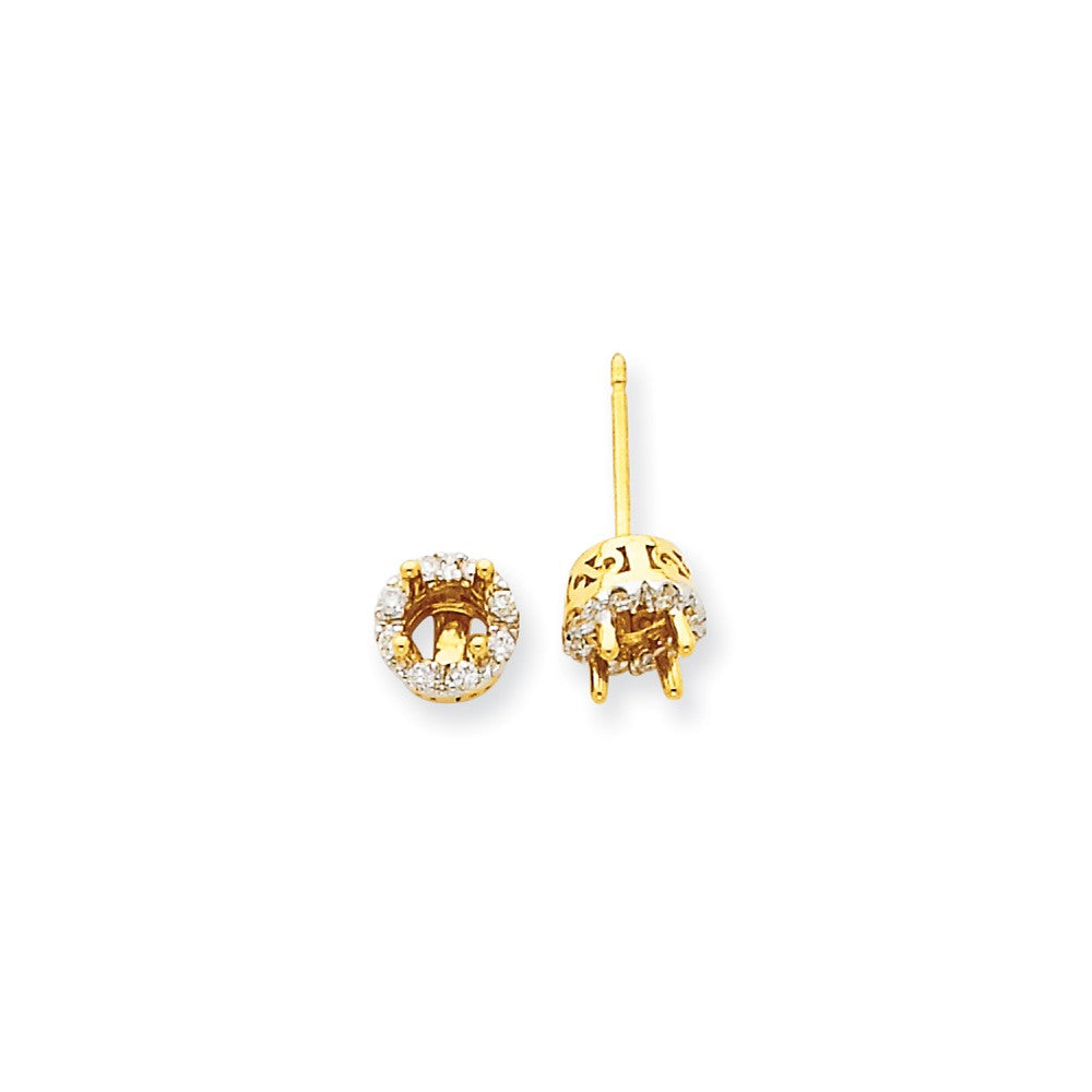 14K Gelbgold Ohrstecker-Halbfassung mit echten Diamanten