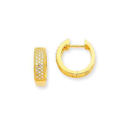 14K Gold Diamant-Creolen mit Scharnier