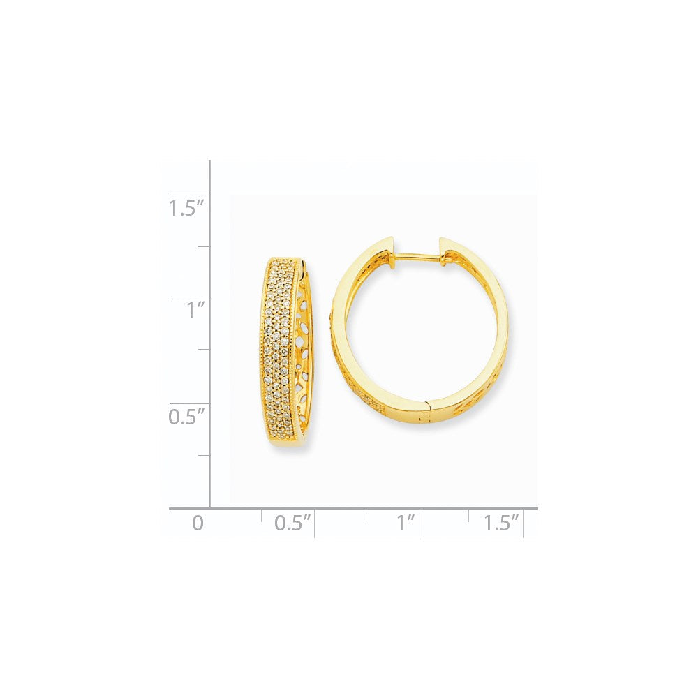 14K Gelbgold Creolen mit Scharnier und echten Diamanten