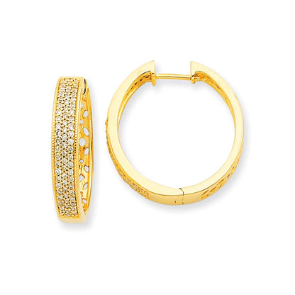 14K Gelbgold Creolen mit Scharnier und echten Diamanten