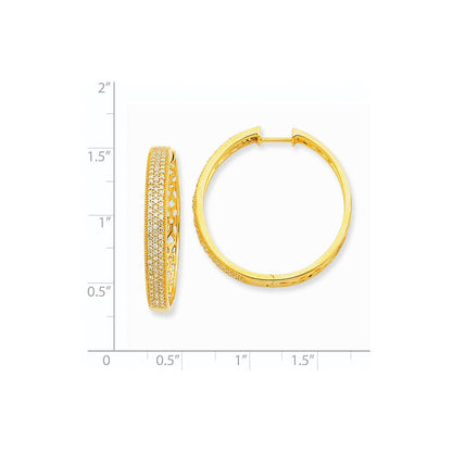 14K Gelbgold Creolen mit echten Diamanten und Scharniermechanismus
