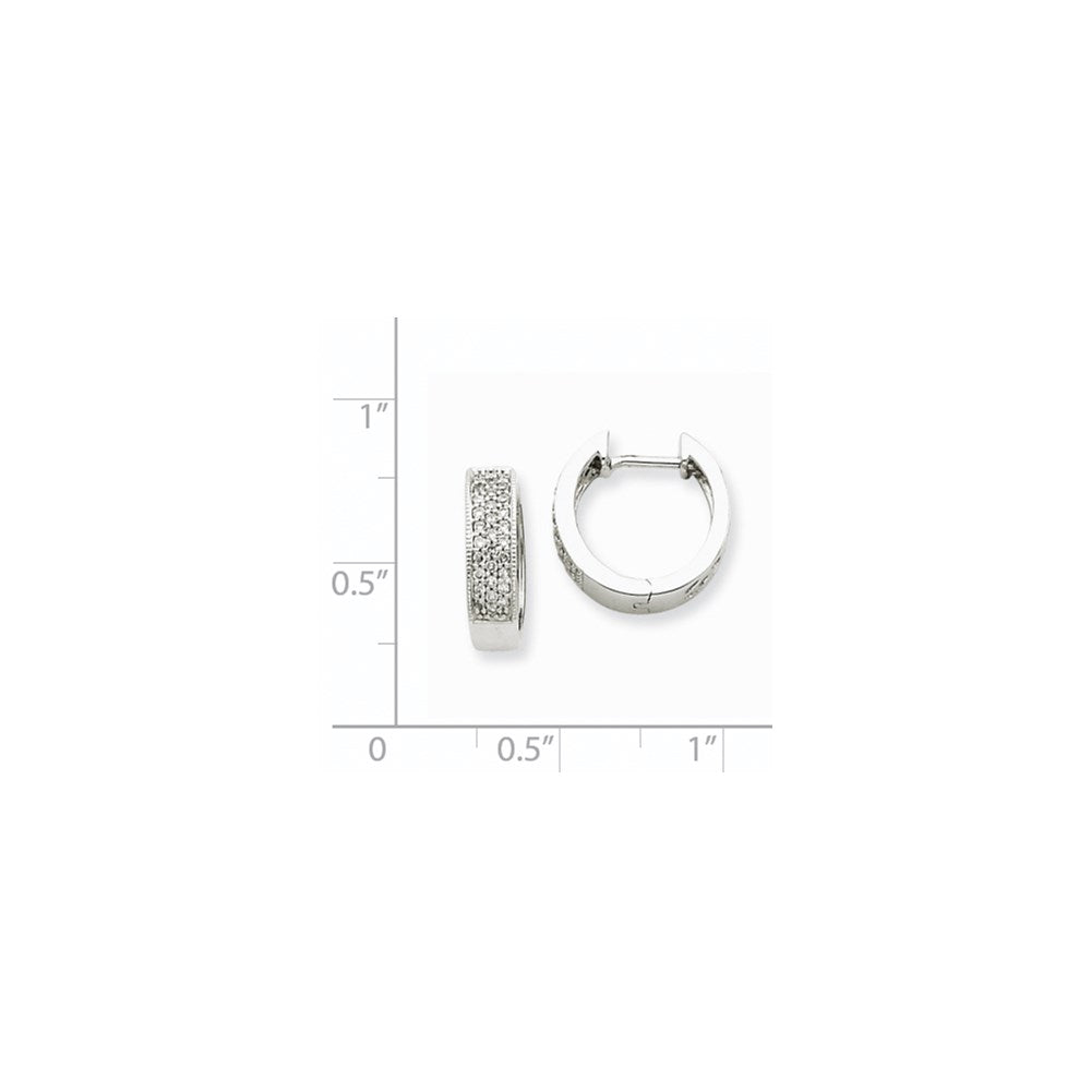 14K Weißgold Creolen mit echten Diamanten und Klappscharnier
