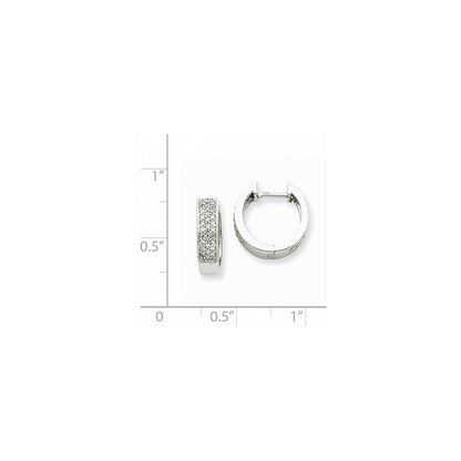 14K Weißgold Creolen mit echten Diamanten und Klappscharnier