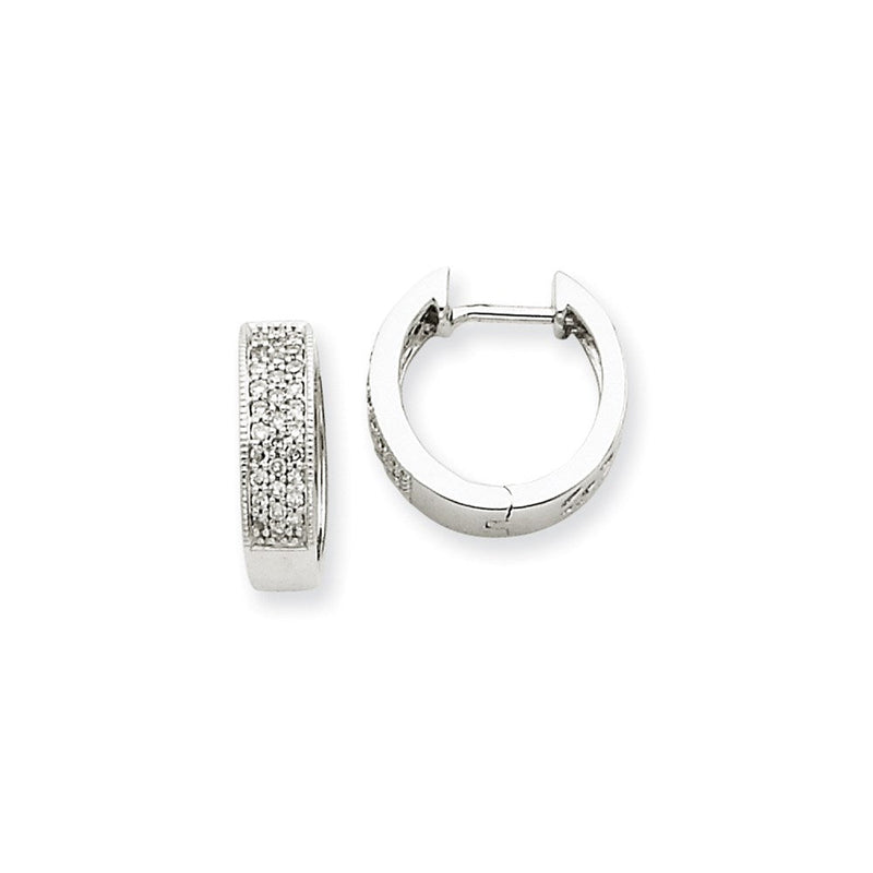 14K Weißgold Creolen mit echten Diamanten und Klappscharnier