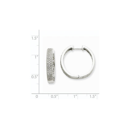 14K Weißgold Creolen mit echten Diamanten und Klappscharnier